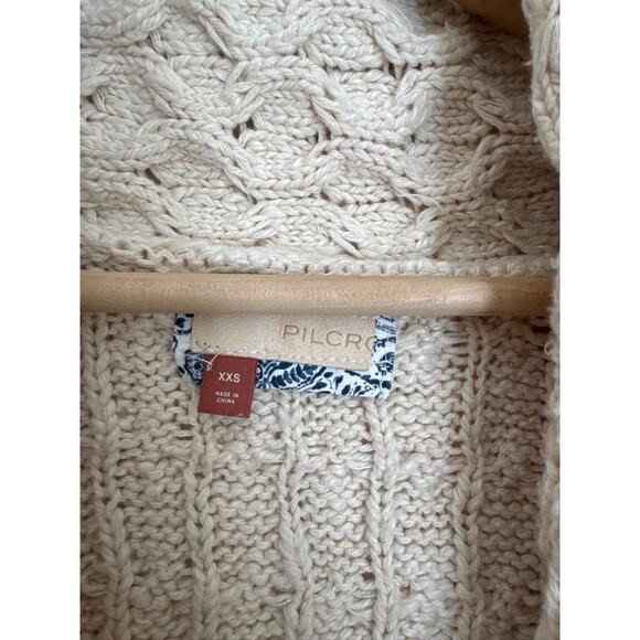 Anthropologie Pilcro Cable-Knit Oversized Slouchy Cardigan in Cream XXS - Picture 3 of 10